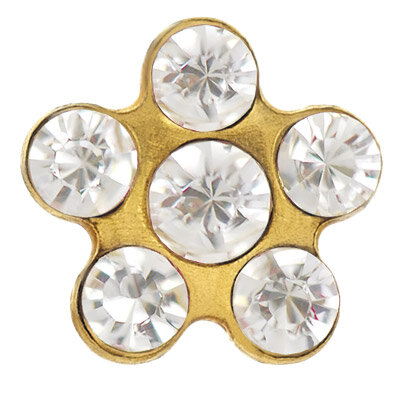 14 Karat Gold - Ohrstecker - Blume - Kristallklar -...