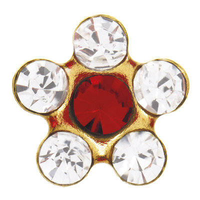 14 Karat Gold - Ohrstecker - Blume - Rubin - Studex...