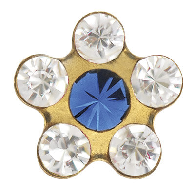 14 Karat Gold - Ohrstecker - Blume - Saphir - Studex...