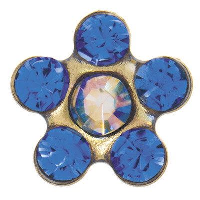 14 Karat Gold - Ohrstecker - Blume - Saphir Kristall -...