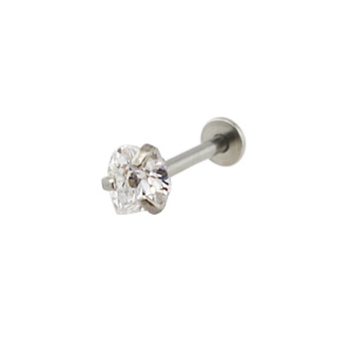 Stahl - Labret - Kristall - Herz - Innengewinde