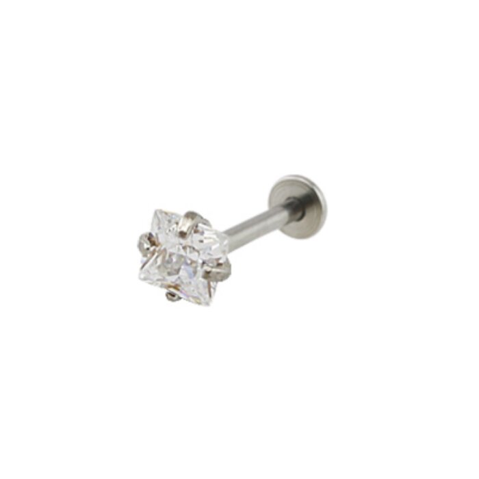 Stahl - Labret - Kristall - Eckig - Innengewinde