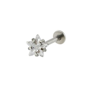 Steel - Labret  - Crystal - Star - Internal Thread