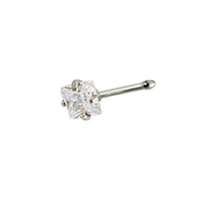 Stahl - Nasenstecker - Kristall - Eckig