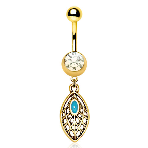 Gold Steel - Banana - Leaf - Turquoise