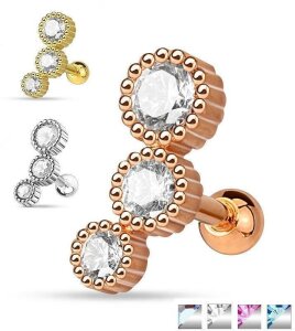 Stahl - Ohrstecker - Dreifach - Tragus Stahl
