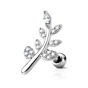 Steel - Barbell - Tragus - Branch silver