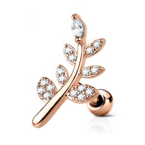 Steel - Barbell - Tragus - Branch rosegold