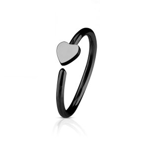 Acier - Anneau de nez - Heart Steel Black