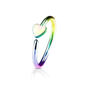 Steel - Nose Ring - Heart steel rainbow
