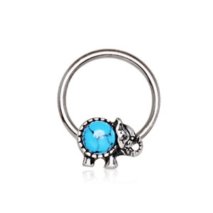 Steel - BCR ball closure ring - elephant - turquoise
