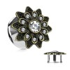 Stahl - Tunnel - Sonnenblume - Double Flared - Kristall 6 mm