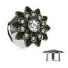 Stahl - Tunnel - Sonnenblume - Double Flared - Kristall 8 mm