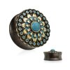 Wood - Plug - dark brown - turquoise