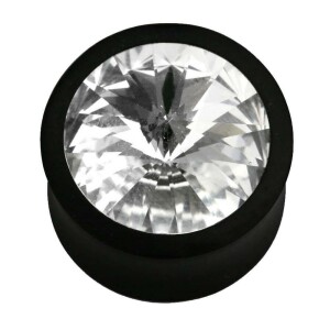 Wood - Plug - Black(Areng) - Swarovski Crystal 8 mm