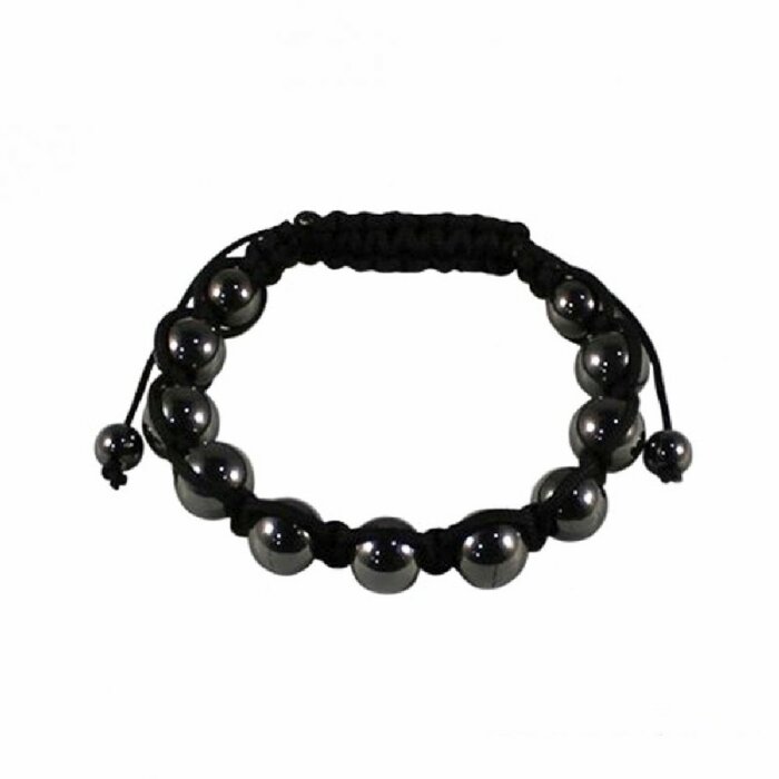 Shamballa Armband - Makramee - Hematite Bälle & Stopper