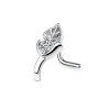 Steel - curved Nose Stud - foliage leaf - crystal