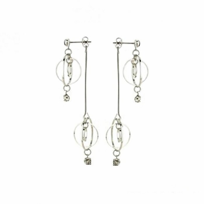 Stainless Steel - Ear ring - Crystal - double