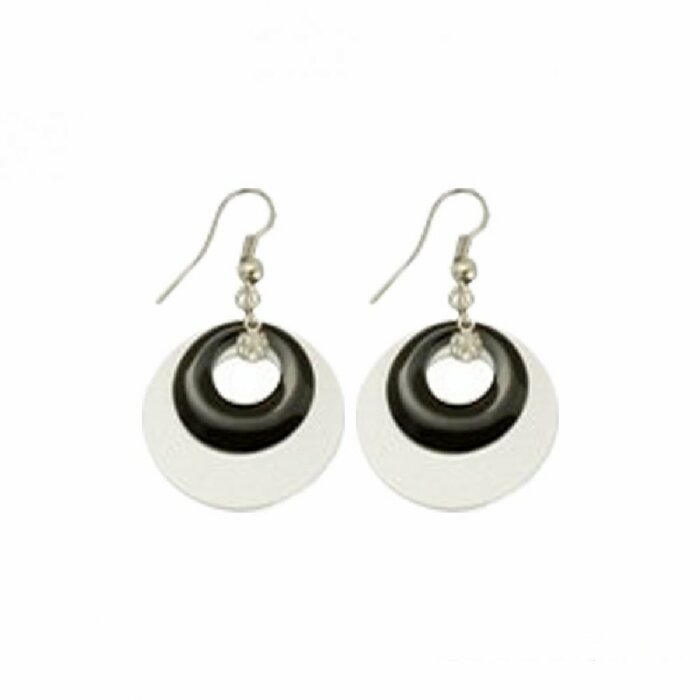 Stainless Steel - Ear rings - round - Black-white