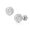 Steel - Ear stud - Glitter - disco ball CC - Crystal Clear 6 mm