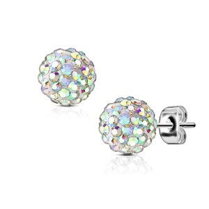 Acciaio - Orecchini a bottone - Glitter - Sfera da...