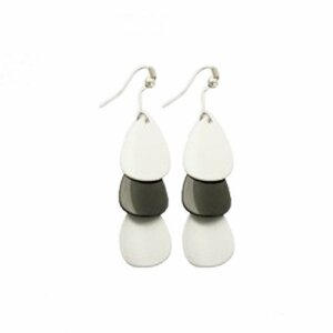 Stainless Steel - Ear rings - drops shape - Black-white