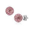 Acciaio - Orecchini a bottone - Glitter - Sfera da discoteca RS - Rosa 6 mm