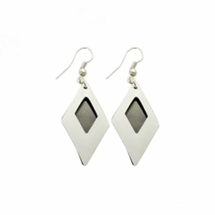 Stainless Steel - Ear pendant - caro - crystal - Black-white