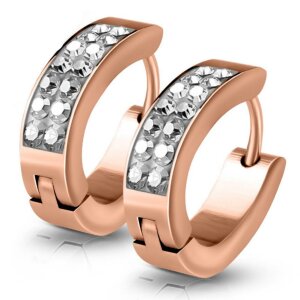 Stahl - Creolen - Kristallbogen Rosegold - CC