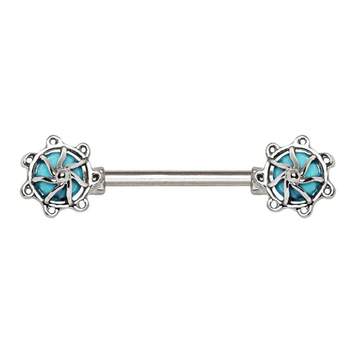 Stahl - Nipple Bar - Stein Türkis