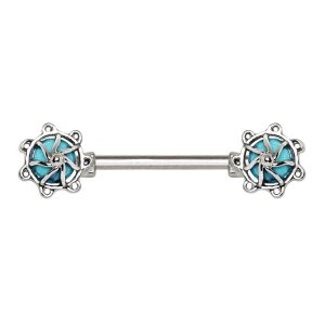 Stahl - Nipple Bar - Stein Türkis