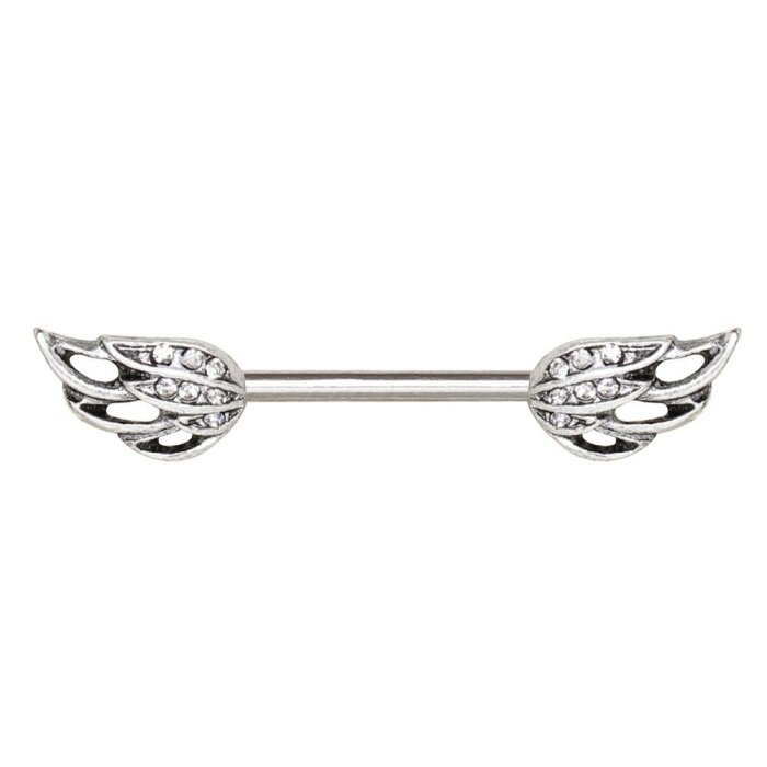 Stahl - Nipple Bar - Flügelein Kristall
