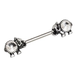 Stahl - Nipple Bar - Elefant Kristall