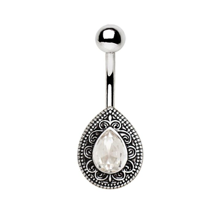 Steel - Banana - Ornate Teardrop Crystal