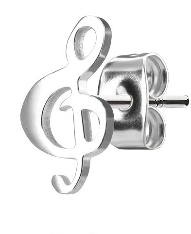 Steel - Ear stud - Music Clef