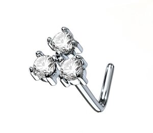 steel - curved Nose Stud - Crystal Triangle