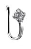 Steel - Fake Nose Clip On - Flower Crystal