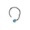 Acier - BCR Anneau de serrage - Fermeture à cliquet - Cristal AQ - aqua marin