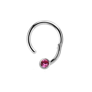 Steel - BCR ball closure ring - hinged - crystal RS - rose