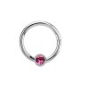 Steel - BCR ball closure ring - hinged - crystal RS - rose