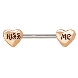 Rosegold Steel - Nipple Bar - Kiss Me