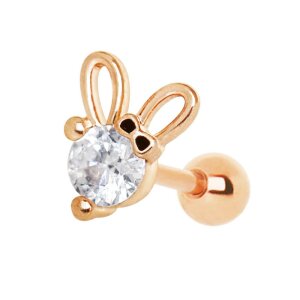 Rosegold Steel - Ohrstecker - Bunny Kristall - Tragus