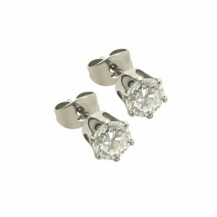 Steel - Ear stud - round - crystal