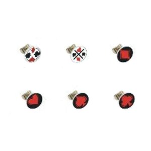 Steel - Ear stud - 12pcs Set - heart/caro/cross/spades