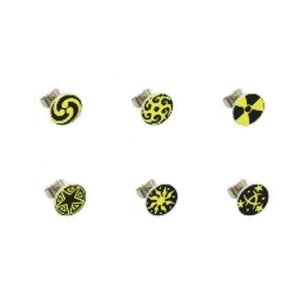 Steel - Ear stud - 12pcs Set - Black-yellow