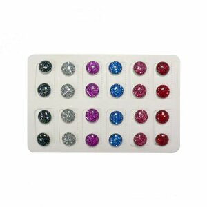 Steel - Ear stud - Glitter Design - 12pcs Set