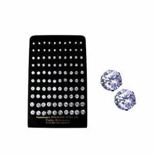 Steel - Ear stud - crystal - 50 Paar - display