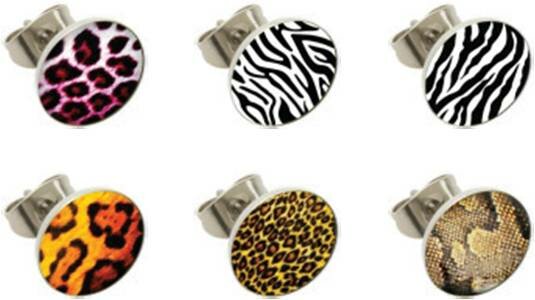 Steel - Ear stud - 12pcs Set - animal skin
