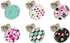 Steel - Ear stud - 12pcs Set - Polka Dots