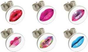 Steel - Ear stud - 12pcs Set - Lips